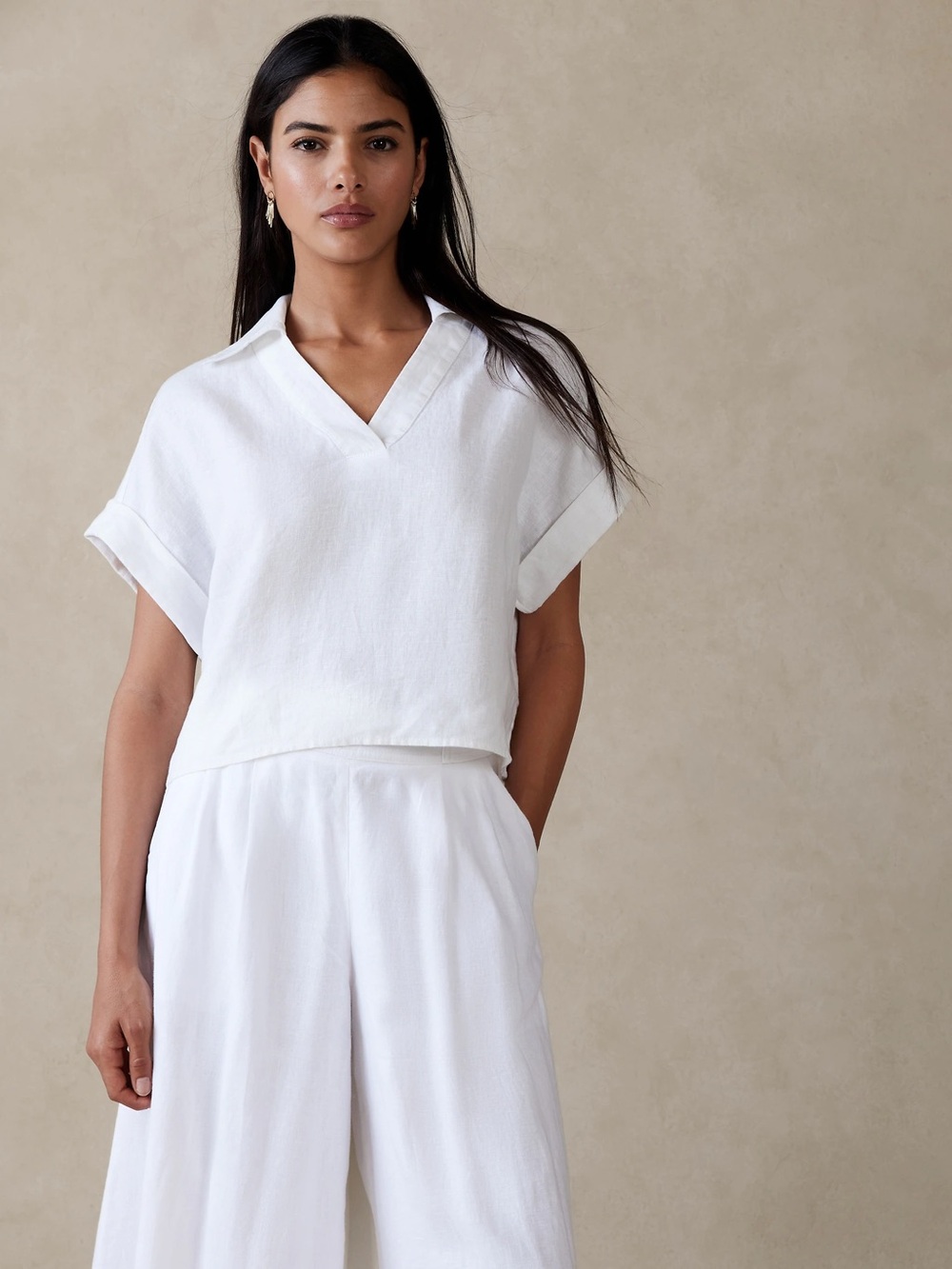 Banana Republic Cruz Linen Top White XXS